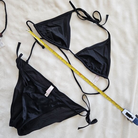 LARGE *Black String Bikini Victoria's Secret EUC Triangle Top - Picture 4 of 5
